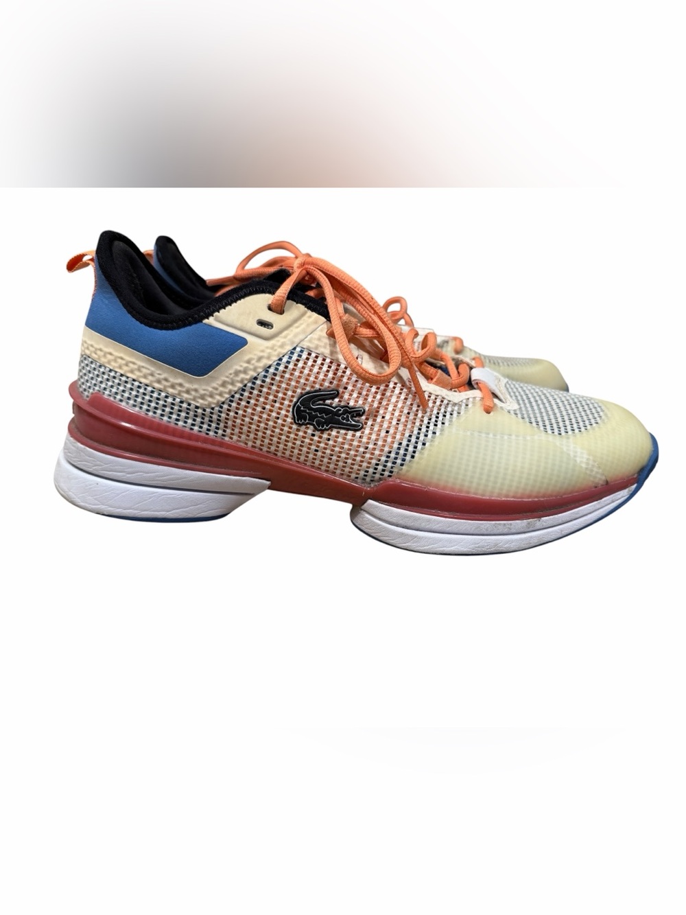 Lacoste Coral and Navy Good Year Mesh Tennis Sneakers